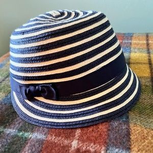 Gymboree navy and white striped nautical short-brimmed sun hat